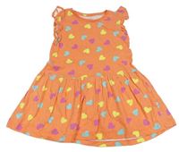 Oranžové bavlnené šaty so srdiečkami Primark