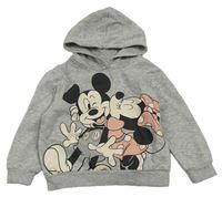 Šedá melírovaná mikina s Minnie s Mickeym a kapucí H&M
