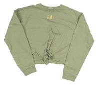 Svetlozelená crop mikina s písmeny a uzlom H&M