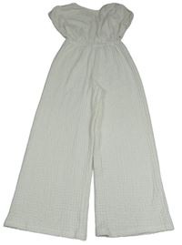 Bílý vzorovaný culottes overal Zara