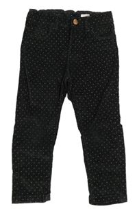 Antracitové puntíkaté manšestrové skinny kalhoty Pusblu
