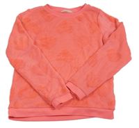 Neónově ružová chlpatá mikina so srdiečkami H&M