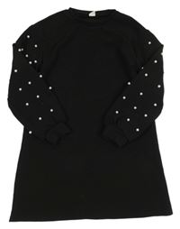 Čierne šaty s perlami na rukávech zn. Shein