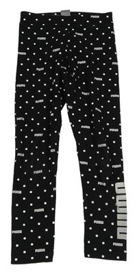 Černé puntíkaté legíny s nápisy Puma