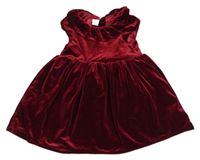 Vínové zamatové šaty s golierikom H&M