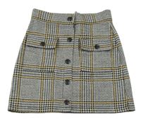 Sivo-čierno-medová kockovaná sukňa s vreckami F&F