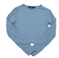 Modré žebrované crop triko New Look