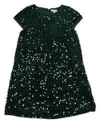 Tmavozelené sametovo/flitrové šaty