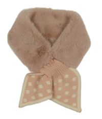 Staroružová kožušinová čelenka s mašlou s bodkami