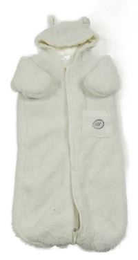 Bílá chlupatá zaeplená kombinéza/fusak s kapucí Ergee