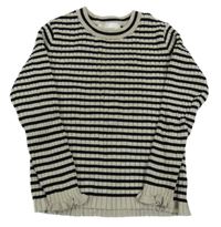 Béžovo-čierny pruhovaný rebrovaný sveter H&M