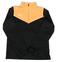 Černo-neonově oranžová sportovní propínací mikina s logem Puma