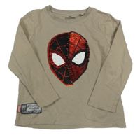 Hnedé tričko so Spidermanem z překlápěcích flitrů C&A
