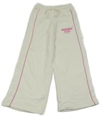 Krémové tepláky s nápisem a pruhem F&F