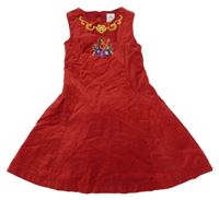 Červené manšestrové šaty s Elenou z Avaloru Disney