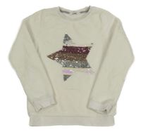 Smotanová chlpatá mikina s hvězdou z překlápěcích flitrů H&M