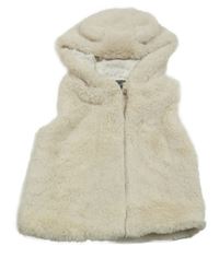 Béžová kožušinová podšitá vesta s kapucňou Primark