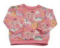 Ružová mikina s dinosaurami a jednorožcami F&F