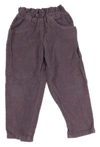 Tmavofialové menšestrové paper bag nohavice Topolino