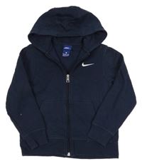 Tmavomodrá propínací mikina s logem a kapucí Nike