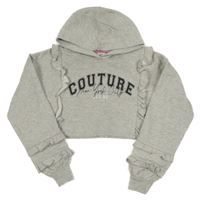 Sivá melírovaná crop mikina s nápisom a kapucňou River Island
