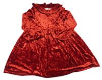 Červené zamatové šaty s golierikom H&M