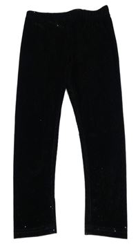 Čierne trblietavé rebrované zamatové legíny Dopodopo