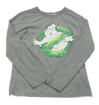 Sivé melírované tričko s duchem - Krotitelé duchů H&M