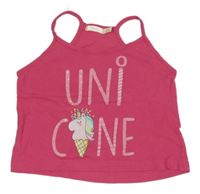 Tmavorůžový crop top s nápisem s jednorožcem Sfera