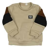 Béžovo-čierno-hnedá mikina s nášivkou Shein