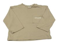 Hnědé triko s kapsou s nápisem H&M