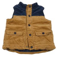 Hnědo-tmavomodrá manšestrová zateplená vesta Tommy Bahama