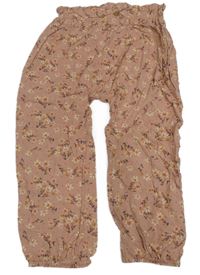 Starorůžové květované lehké kalhoty Next