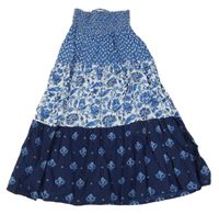 Modro-tmavomodro-biela vzorovaná sukňa H&M