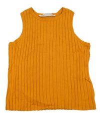Horčicový rebrovaný pletený crop top H&M