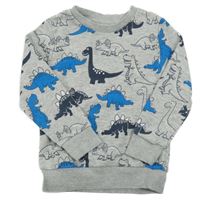 Sivá melírovaná mikina s dinosaurami C&A