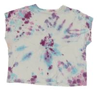 Bielo-modro-vínové batikované crop tričko H&M