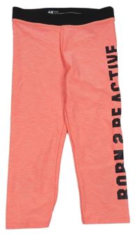Neónově ružové melírované športové capri legíny s nápisom H&M