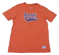 Tehlové tričko s nápisom Jack & Jones