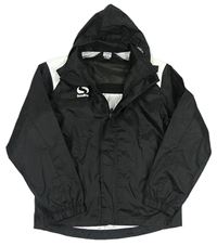 Čierna športová funkčná bunda s logom a kapucňou Sondico