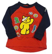 Červeno-tmavomodré triko s Pudsey George