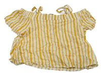 Bílo-žluté pruhované lehké crop tričko Primark