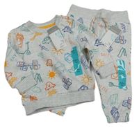 2 set - Šedá mikina s barevnými obrázky + tepláky Primark
