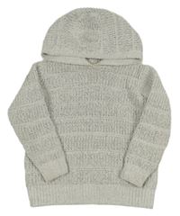 Smetanovo-čierny melírovaný žinylkový sveter s kapucňou Dunnes Stores