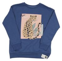 Nové - tmavomodrá mikina s leopardem Dunnes Stores 