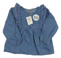 Nové - modrá ľahká rifľová blúzka s volánikmi Pep&Co