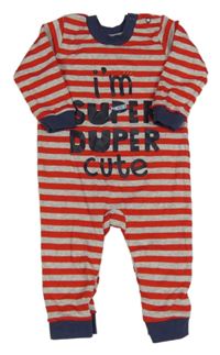 Šedo-červený pruhovaný overal s nápisem George