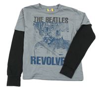 Šedo-černé triko s nápisy 