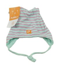 Nové - mintovo-lila pruhovaná čepice 