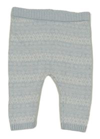 Světlemodro-biele vzorované pletené nohavice Next